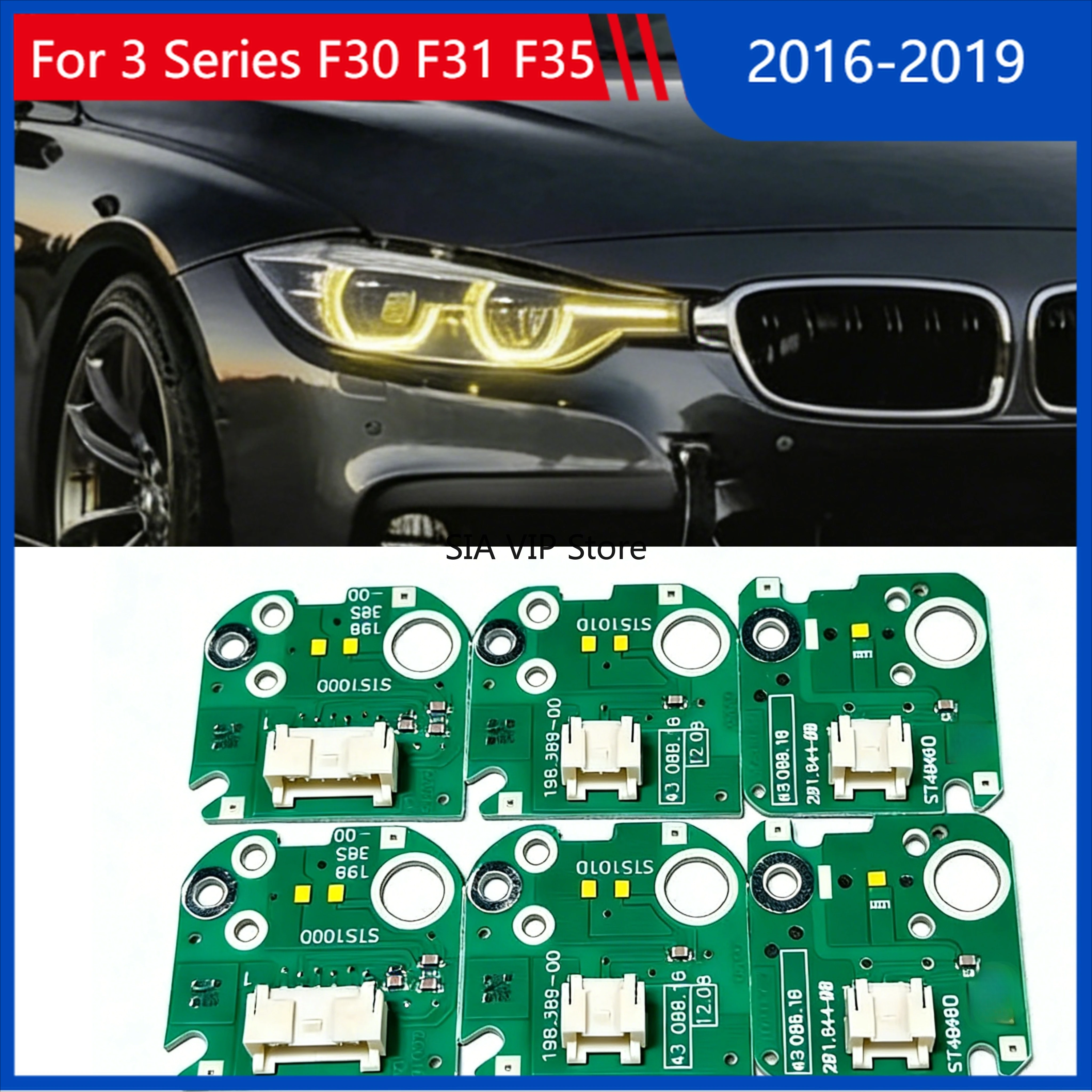 

Yellow Daytime Driving LED For 3 Series F30 F31 F34 Facelift 2016-2019 LED Headlight 7419615 Angel Eye Light Board Chip