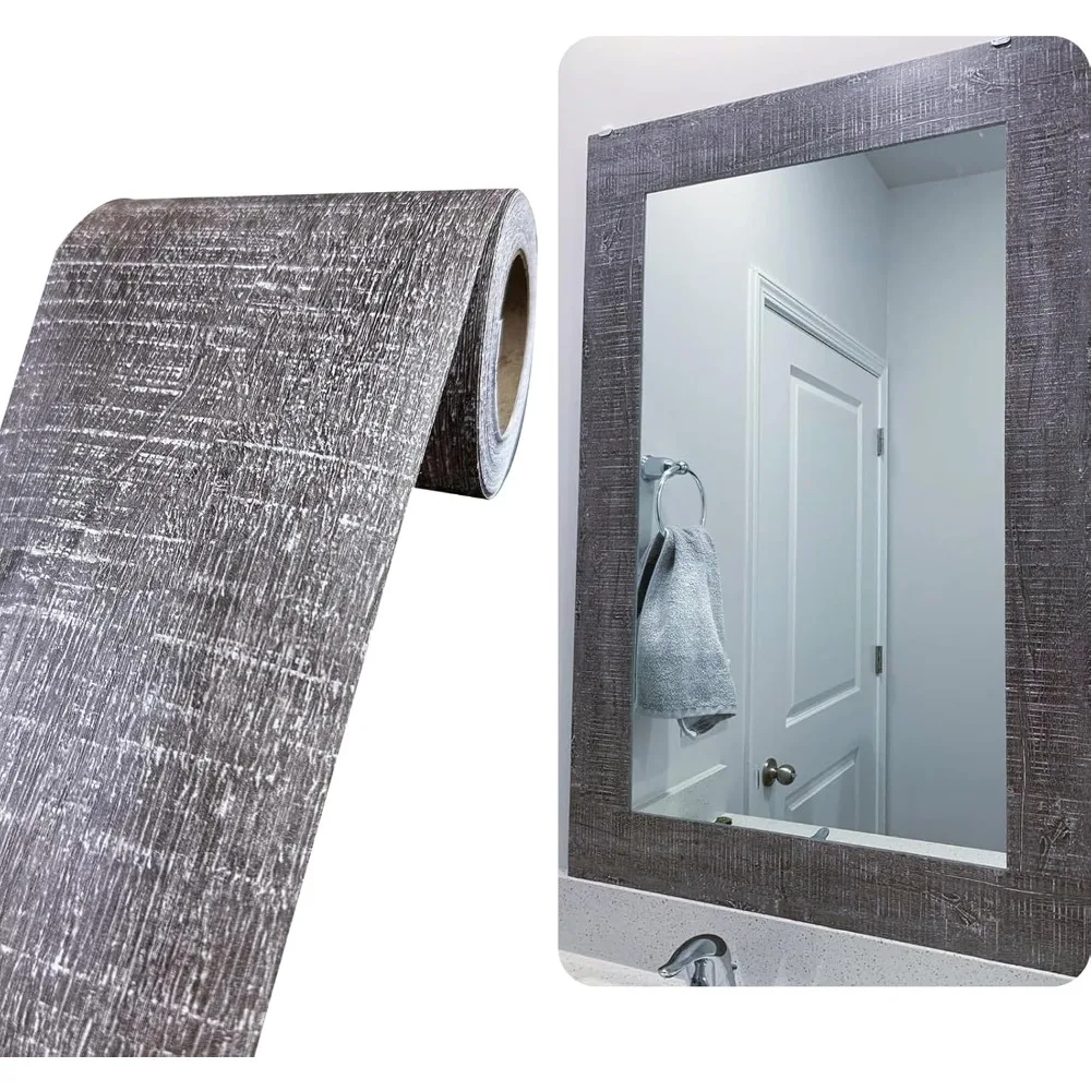 

Mirror Frame Sticker, Grey Wood Grain Wallpaper, Various Room Applications, Self-Adhesive Wall Sticker, Wallpaper