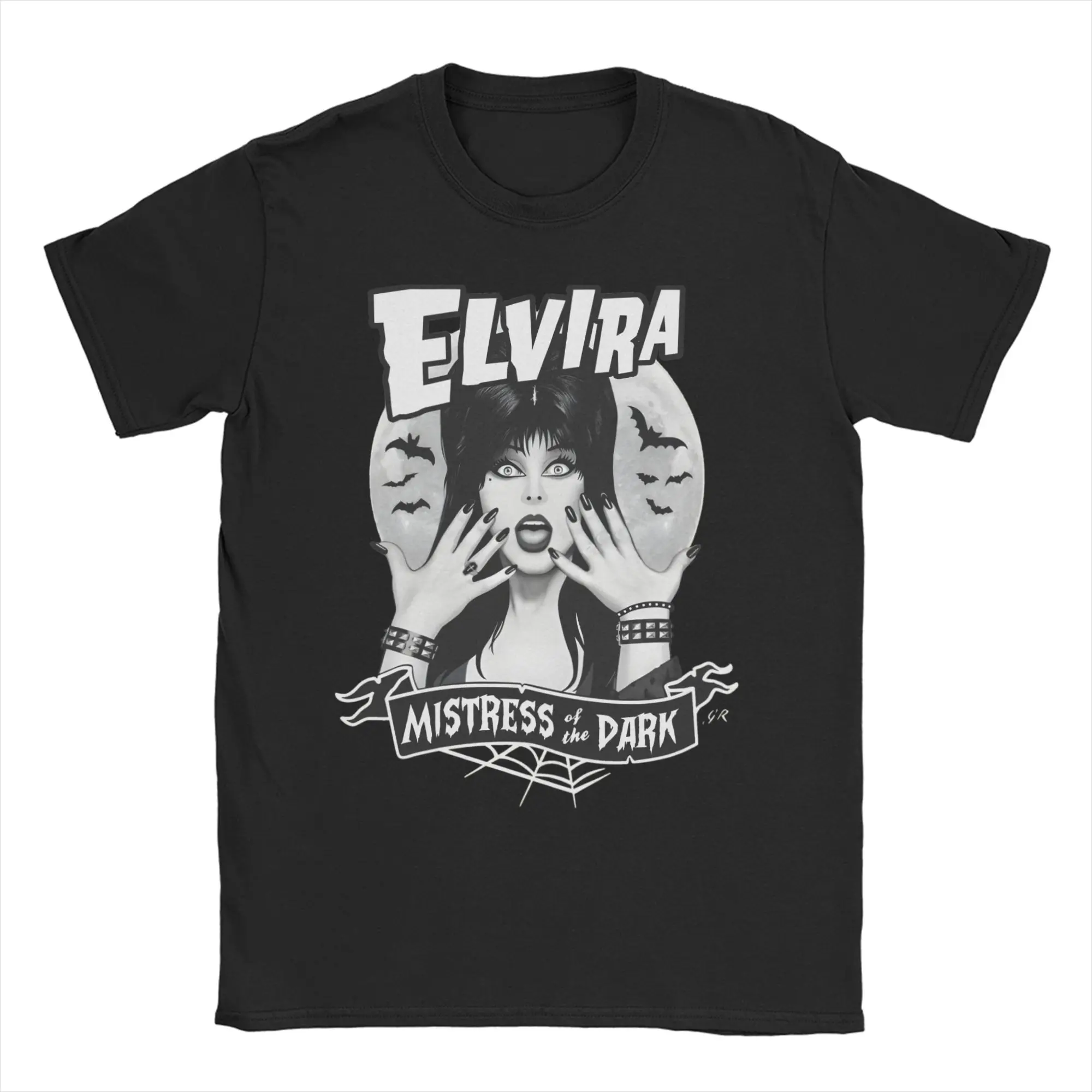 Casual Elviras Mistress of the Dark T-Shirt Men Women Round Neck 100% Cotton T Shirt  Short Sleeve Tees Gift Idea Clothes