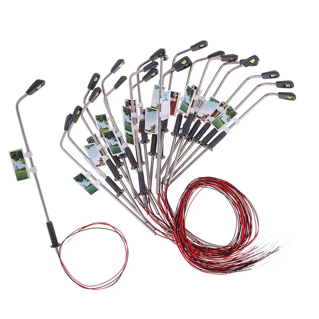 20 ชิ้นรุ่น Mini Lamppost สําหรับ HO OO :150 3 โวลต์รถไฟเค้าโครงตกแต่ง