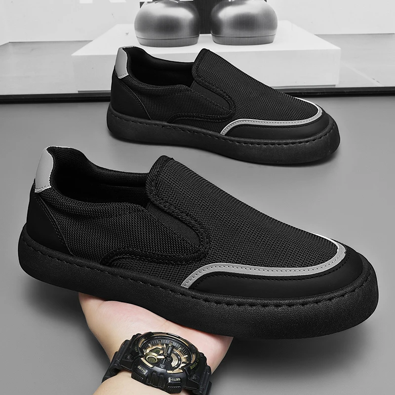 

Модная дышащая мужская повседневная обувь, парусиновые мужские лоферы, удобная обувь без шнуровки для вождения, прогулочные кроссовки на платформе, вулканизированная обувь