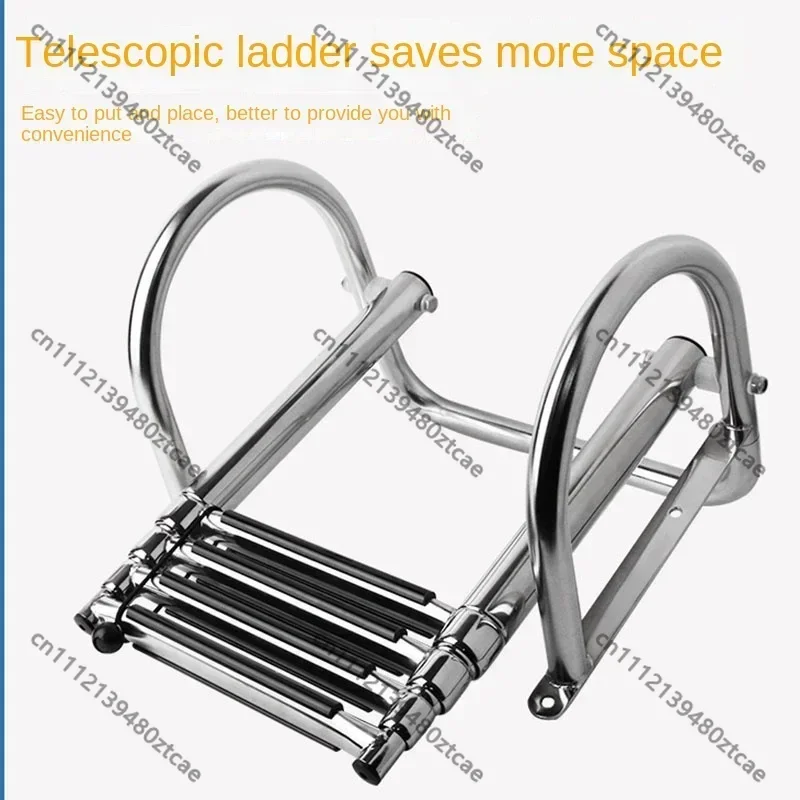 Stainless Steel Telescopic Folding Boat Ladder3/4 StepSlidingBoardingStepDurable Marine Access LadderYacht Ship Watercraft Use