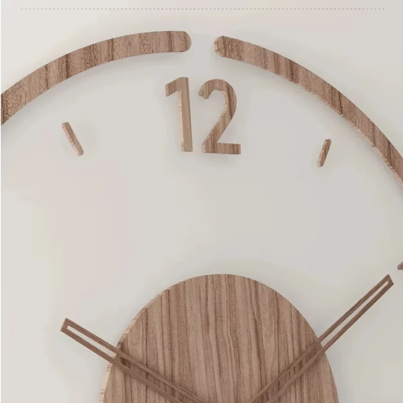 Relojes de pared creativos de madera maciza para sala de estar, reloj de cuarzo Simple nórdico silencioso, reloj de pared grande, nuevo, 2024