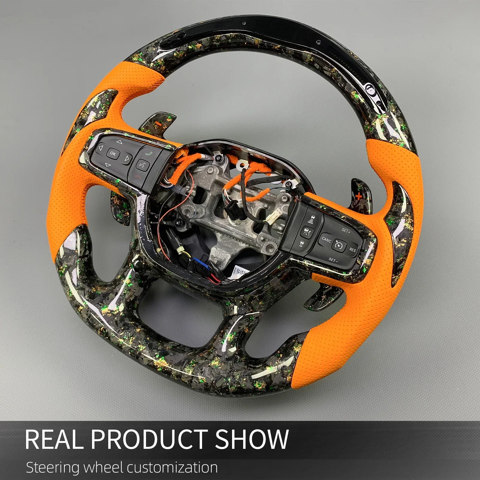 For Dodge RAM 1500 TRX Heavy Duty 2019-2024 Customized Perforated Leather Carbon Fiber Steering Wheel