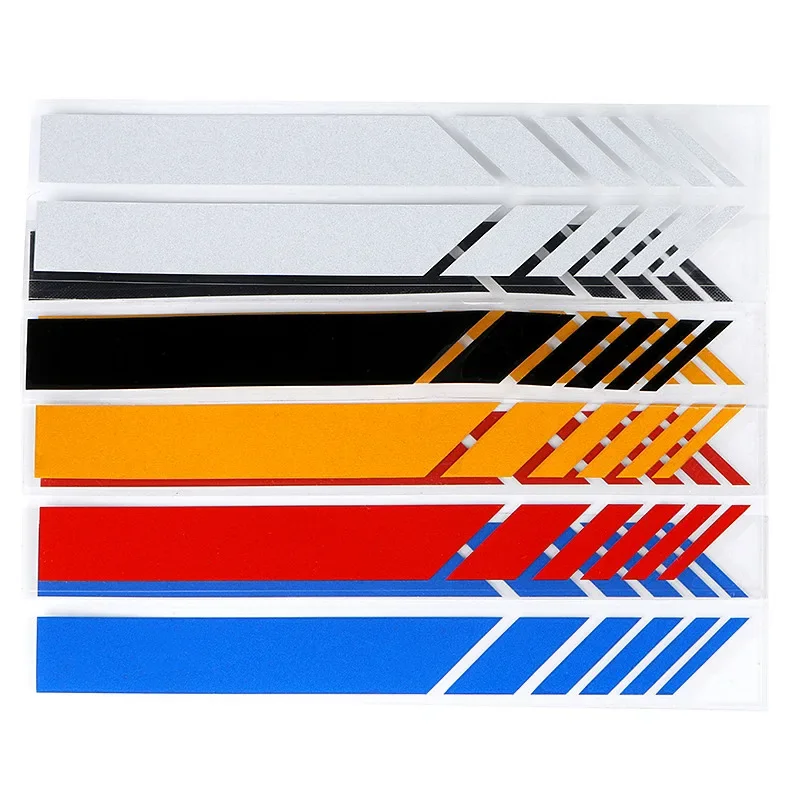 2 Pcs Universal Waterproof Car Rearview Mirror Sticker Striped Car Garland Sticker Fluorescent Warning Decor Styling Accessories