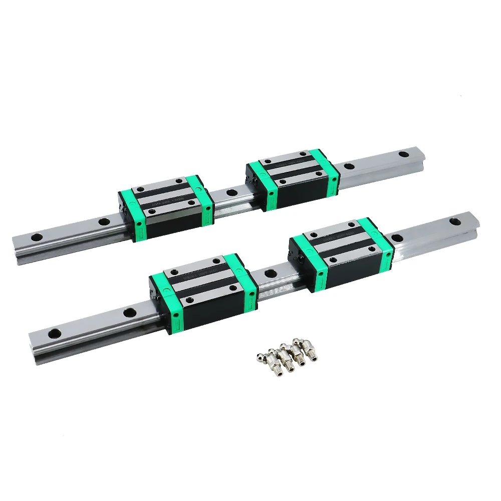 2 st HGR20 HGH20 Vierkante Lineaire Geleiderail + 4 st Glijblok Rijtuigen HGH20CA/flens HGW20CC CNC Router Graveren Lineaire Slider