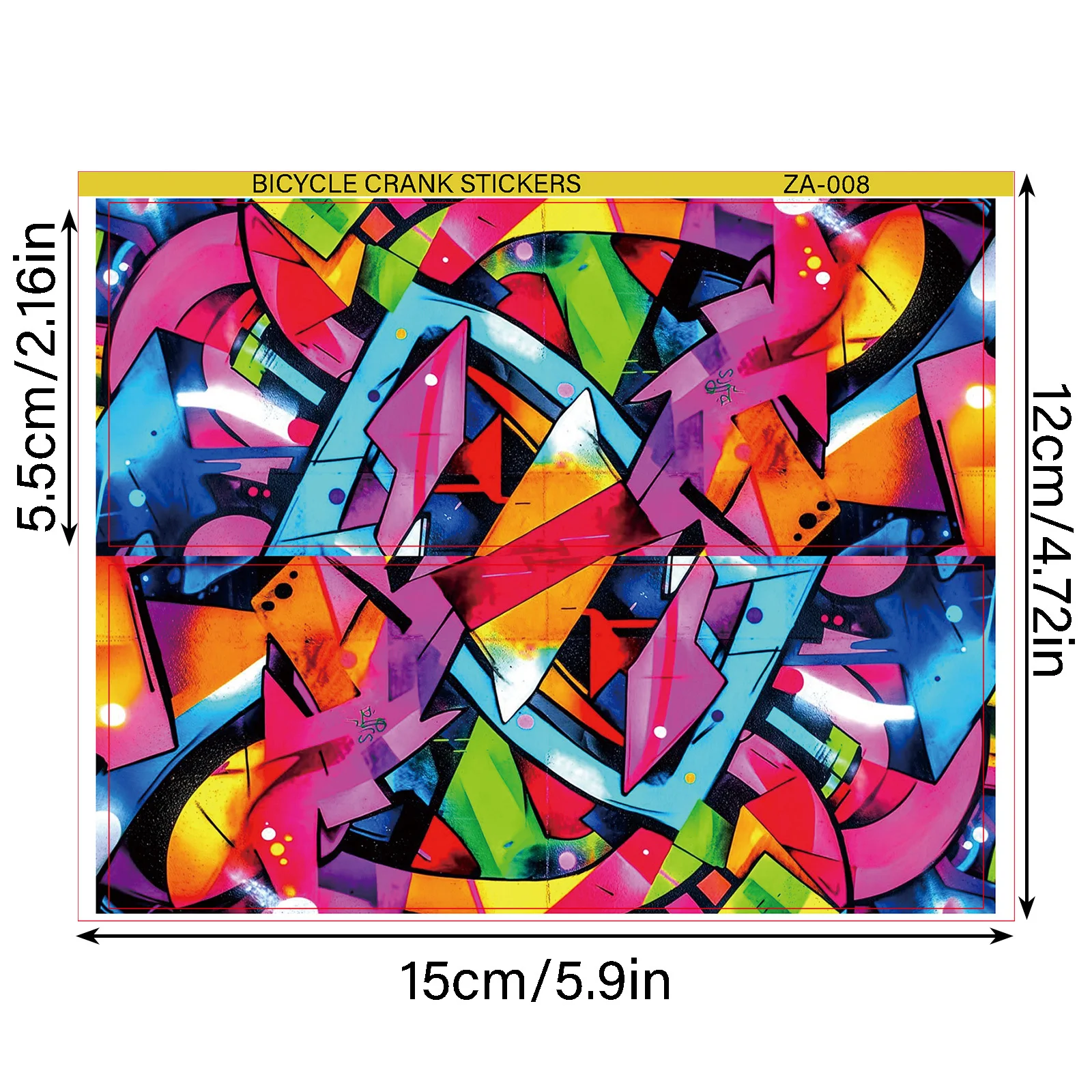 Colorful Abstract Graffiti Waterproof Vinyl Crank Decals, Street Art Design for Bike Crank, Chain Guard & Frame