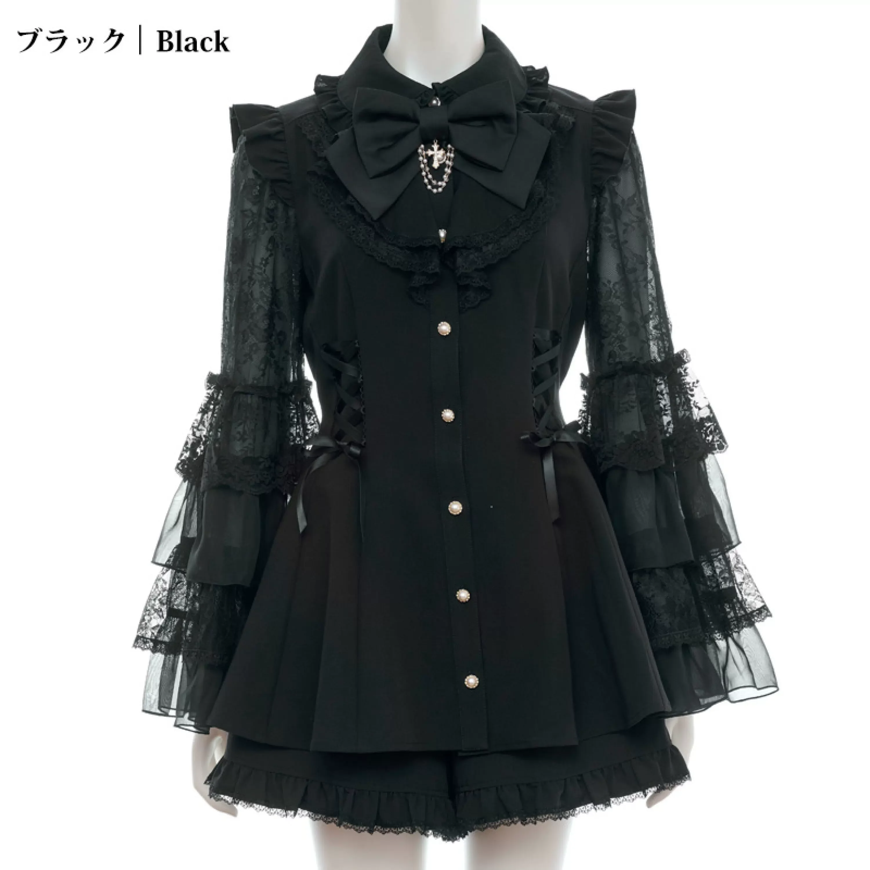 Lolita Suit Mass Production New Women's Two Piece Set with Sleeves Waist Strap Cross Bow Waist Collection Shorts Set