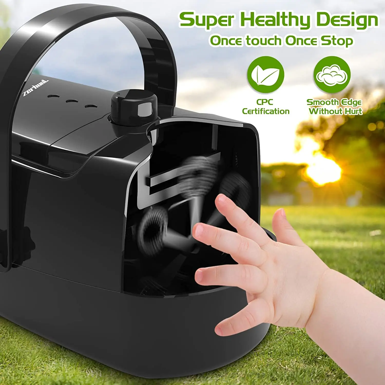 Seifenblasenmaschine, tragbar, vollautomatische Unterstützung, Plug-in oder Batterie oder verwenden Sie mobile Powerbank, 2-Gang-Kinderspielzeug