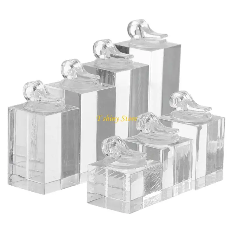 N58F Stylish 7Pcs Acrylic Rings Display Stands Accessory for Home and Store Use