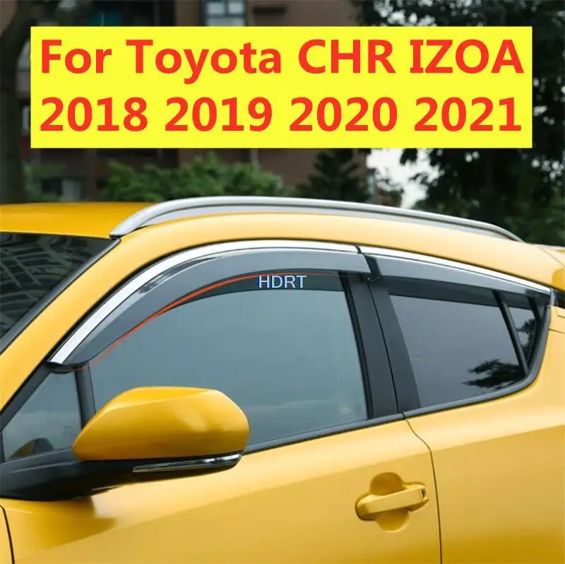 

Car Styling For Toyota C-HR CHR IZOA 2018-2021 Plastic Window Visors Awnings Rain Sun Deflector Guard Vent Covers Protector 4Pcs