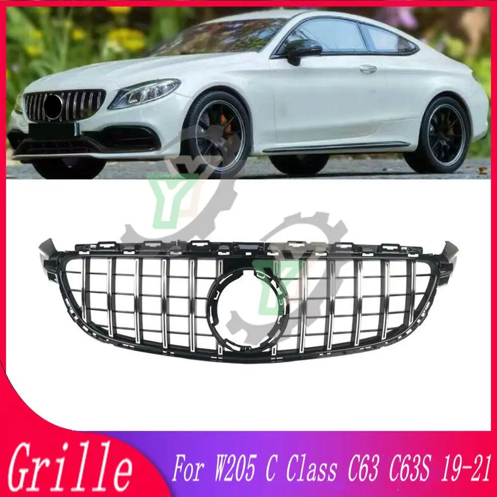 

Car Accessory Front Bumper Upper Grille facelift GT Style Racing Grill For Mercedes-Benz C-Class W205 C63 C63S 2019 2020 2021