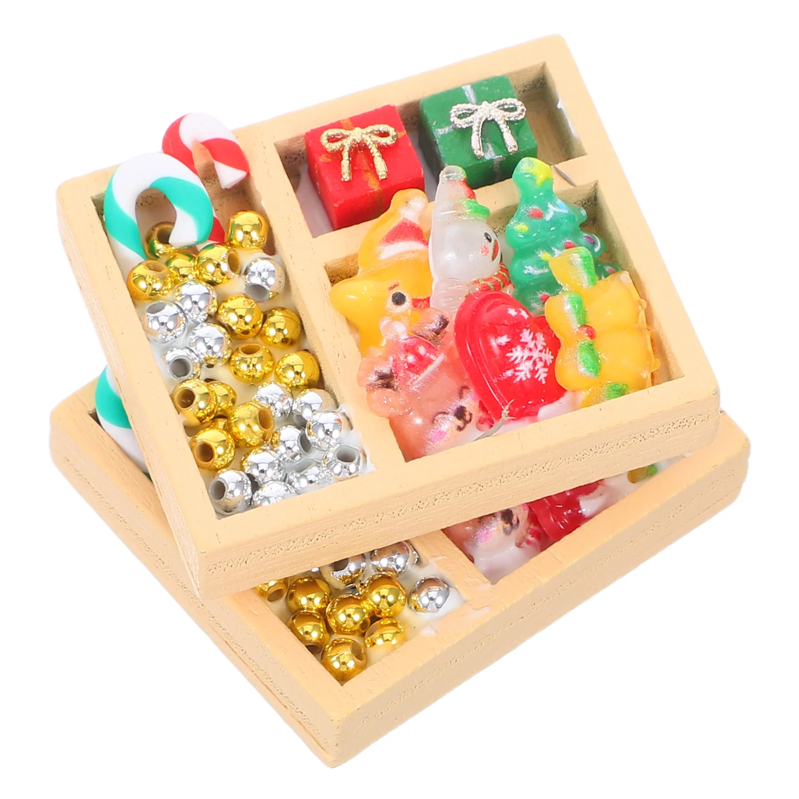 

2Pcs Colorful Candy Miniatures Christmas Ornament Set Tiny Sweet Decorations for Dollhouse Accessories Holiday Display