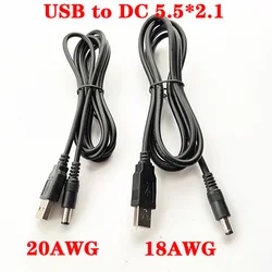 1PC USB to DC 5.5*2.1mm 2.5mm Power Cable DC Power Charging Plug 5A 10A High Current USB Charger Power Cable Quick Connector