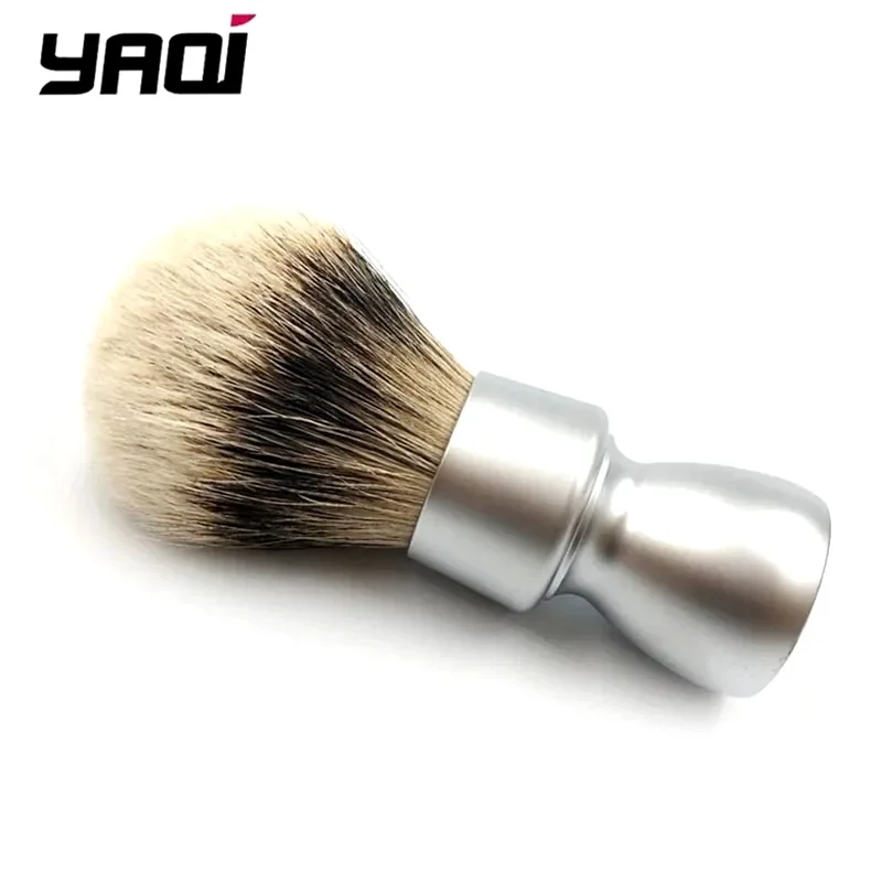 YAQI Men's Heavy Metal Handle Shaving Brush with Silvertip Hair for Smooth Wet Shave Foam Applicator