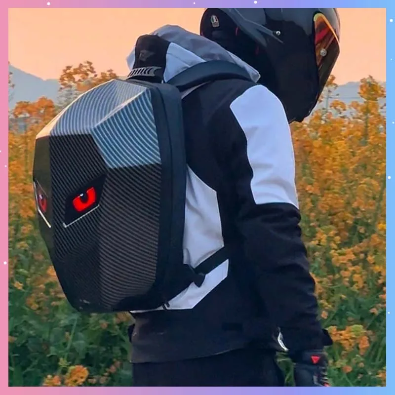 

Motorcycle Duffel Bag Riding Backpack Phone APP Bluetooth Control Led Eyes Pattern Luminous Hard Shell Full Helmet Rider Helmet