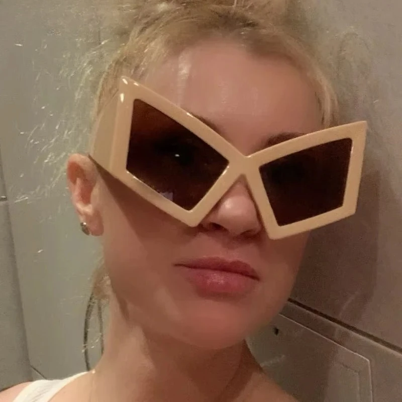 المتضخم عين القط النظارات الشمسية النساء إطار كبير 2025 العلامة التجارية الفاخرة درع فاسق نظارات شمسية للسيدات يندبروف نظارات ظلال UV400