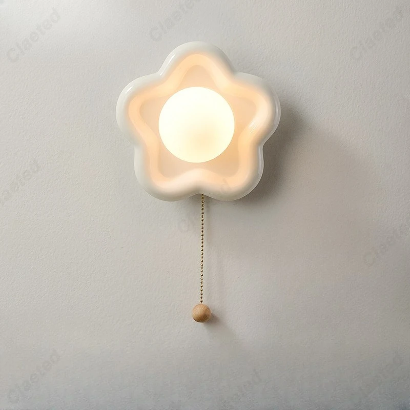 

Новый цветок настенный светильник кремовый ветер кабинет спальня прикроватная атмосфера керамический настенный светильник