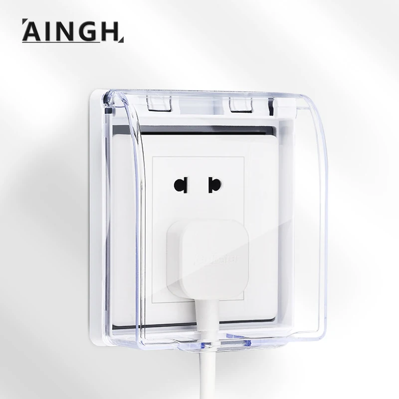 Aingh Wall Waterproof Box 86 Switch Type Splashproof Rainproof Electrical Outlets DustProof Protective Plastic Cover