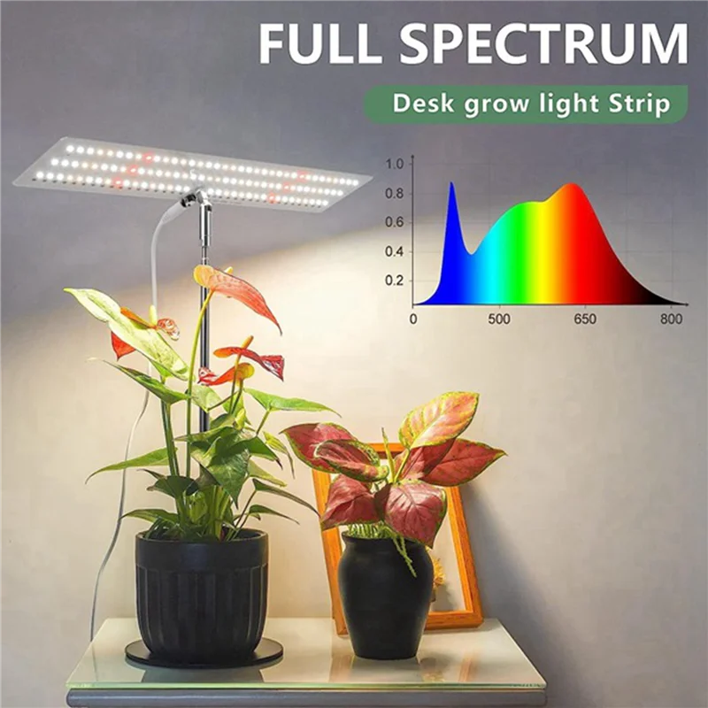 LICE-Grow Light フルスペクトル LED 植物ライト 高さ調節可能な植物用成長ランプ、自動オン/オフタイマー付き 4H/8H/12H