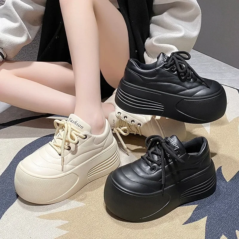 7CM High Platform Women Flats Summer Spring Autumn Fashion Round Toe Leather Casual Loafers Female Outdoor Daily Slip-on Shoes image 6