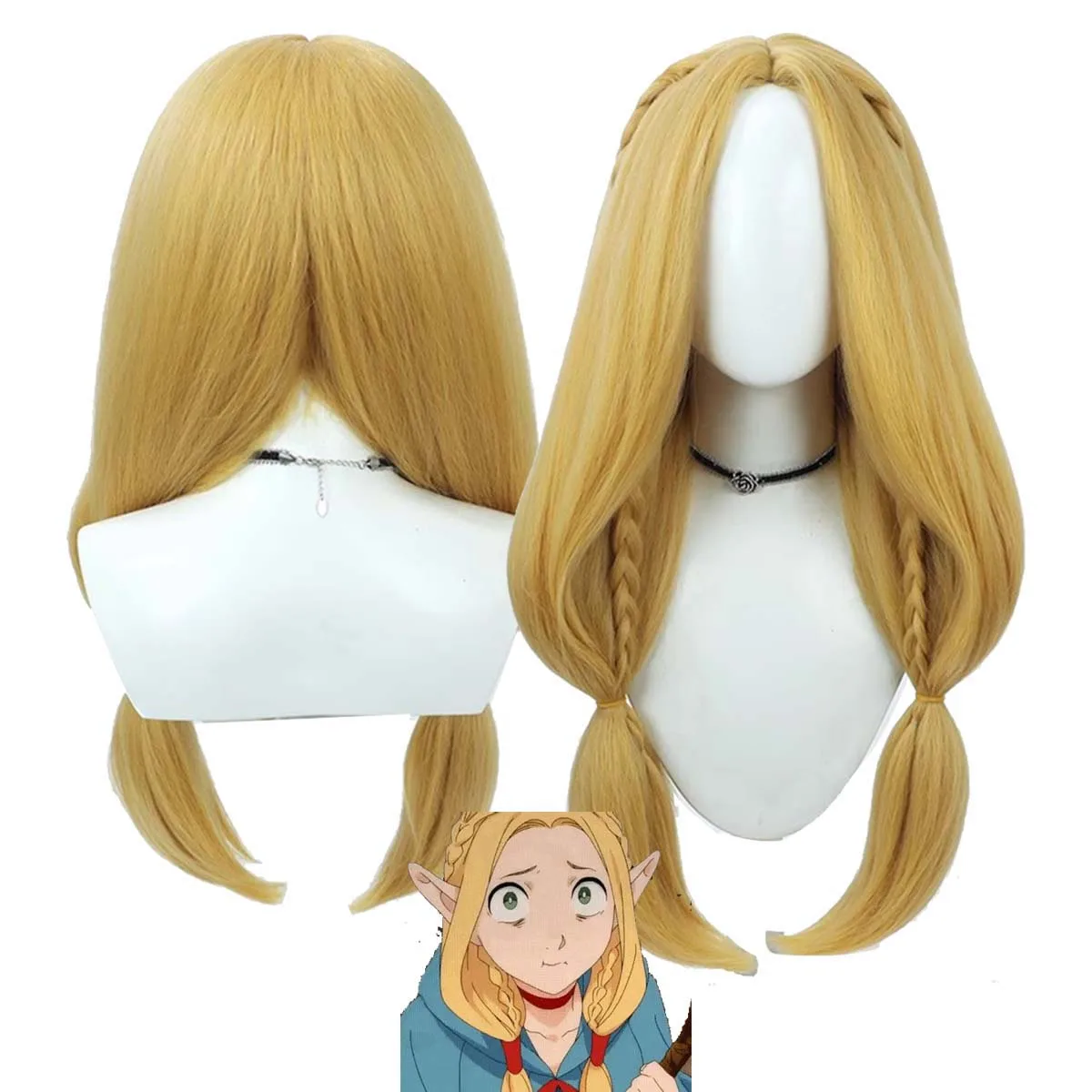 Women Delicious in Dungeon Marcille Donato Cosplay Long Gold Heat Resistant Synthetic Hair Wig