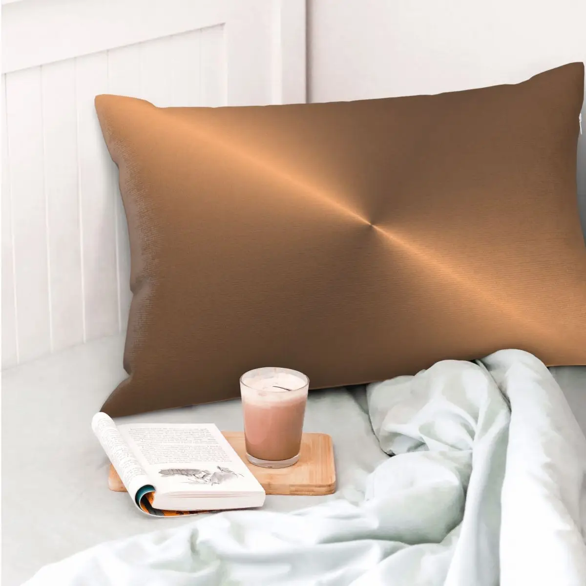 Brushed Copper Rectangle Pillowcase Cushion Cover Decorative Bedroom Bed Home Comfort Throw Pillow