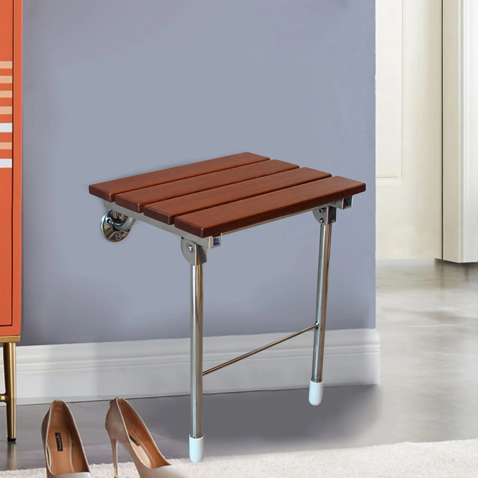 

Folding Shower Seat Wall Mounted with Legs, Shower Seat Benches Stool Chair for Inside Shower,for Seniors Small Shower Space