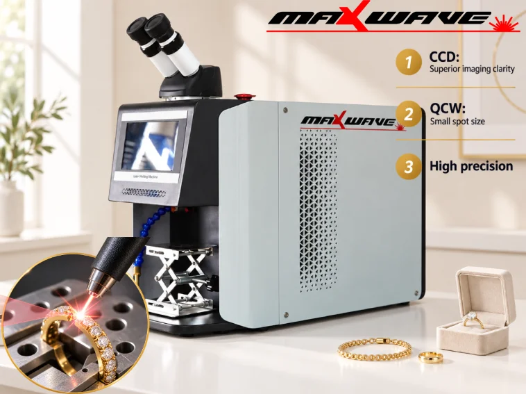 QCW Jewelry Laser Welding Machine Desktop Welder with CCD Viewing for Gold Silver Platinum Ring Chain Precision Repair Work