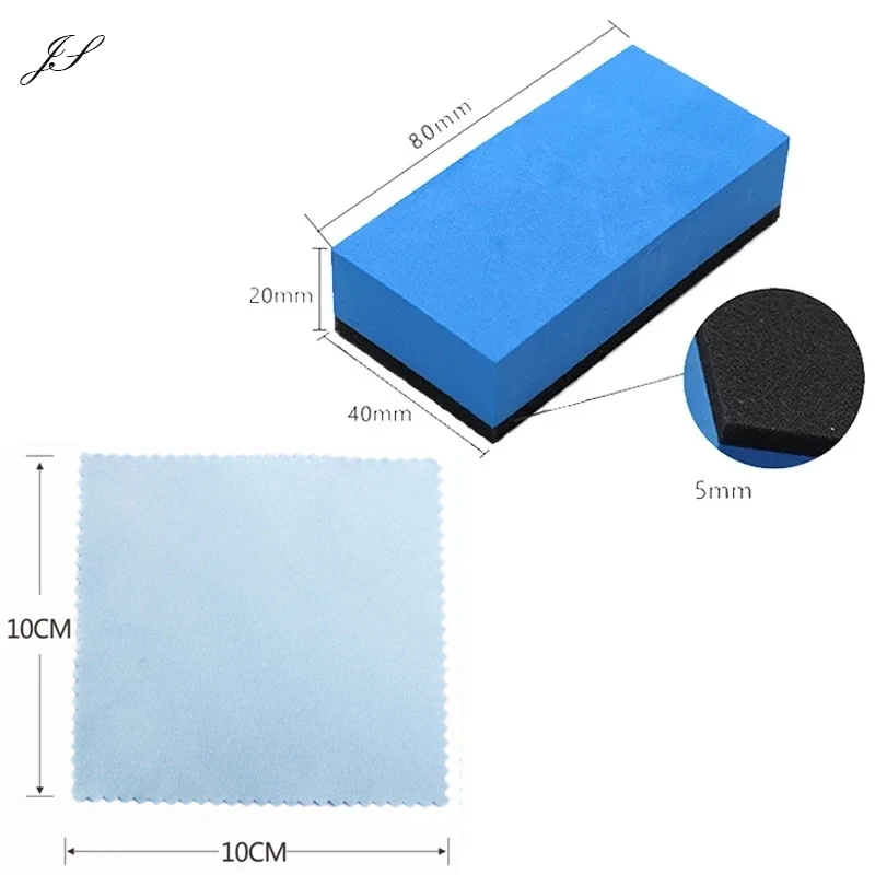 10 pcs Car Ceramic Coating Sponge Applicator Glass Nano Wax Coat Sponges Blue Square Sponge and Cloth Car Cleaning Brush Tools