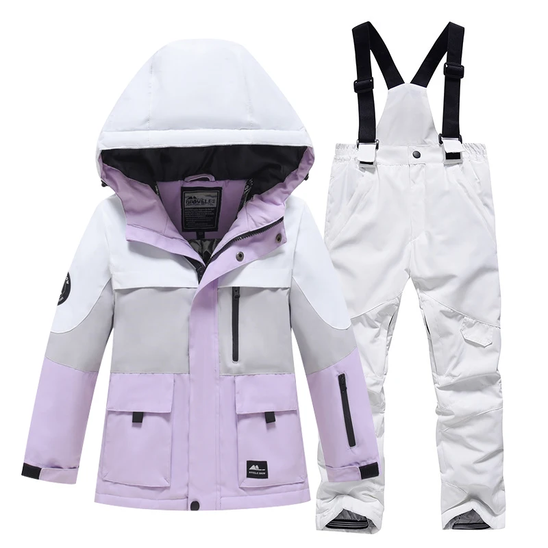 -30℃ 5 8 10 12 years old Children's snow suit set Boys and girls warm and waterproof ski suits Luxury off-road jackets and pants