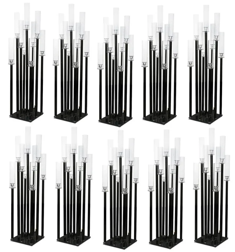 

2/4/5/6/10 candles with 9 heads, black center piece, flower holder, acrylic candle holder, party road lead decoration