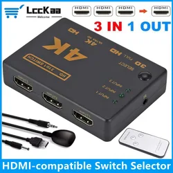 4K HDMI-compatible Switch Splitter With IR Remote Control 3 input 1 Output Mini 3 Port VIdeo Switcher Hub For DVD HDTV Xbox PS4