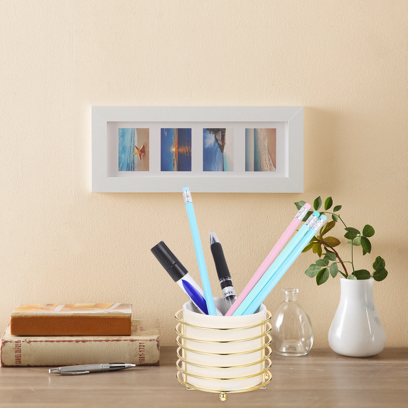 Ceramic Pen Holder Desk Storage Brush Organizer Stationery Cup Office Table Container Pencil Holder Desktop Organizer