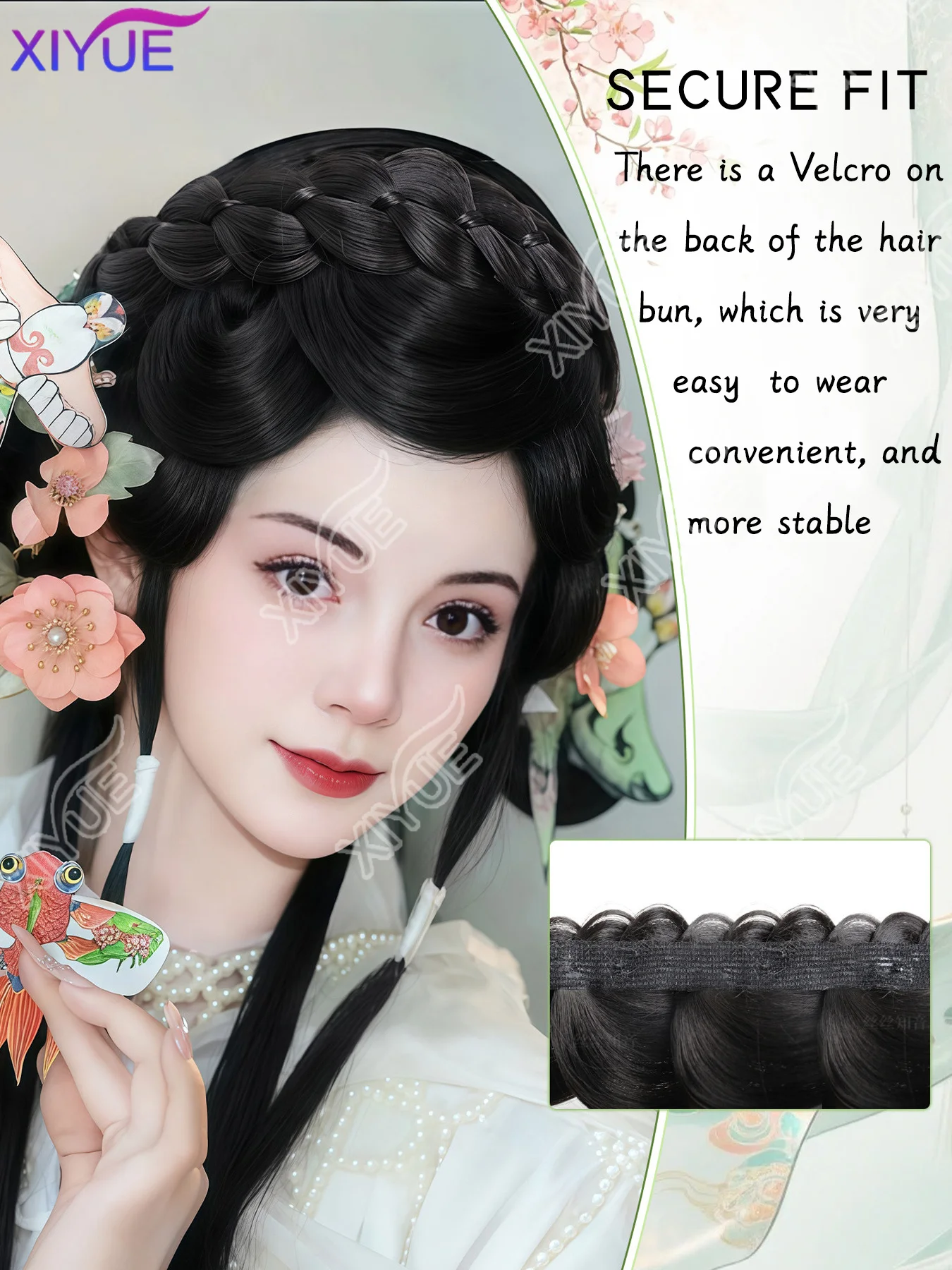 XIYUE Opera style Lazy Velcro Soft Hair Hoop Wig Hairband Modification Forehead clip ins human hair 앞머리 가발