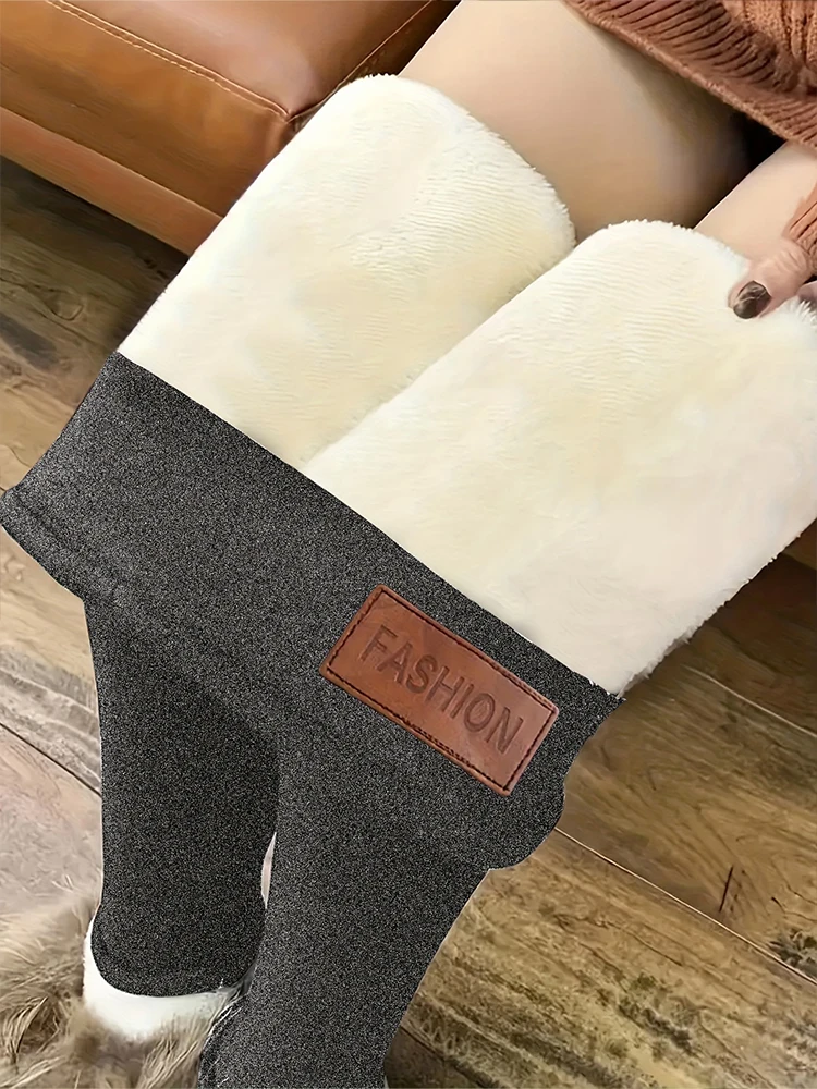 Damskie spodnie skinny z pluszową podszewką, elastyczny pas, aksamit, ciepłe, rozciągliwe, wygodne, nowe, zimowe, duże rozmiary, 2024