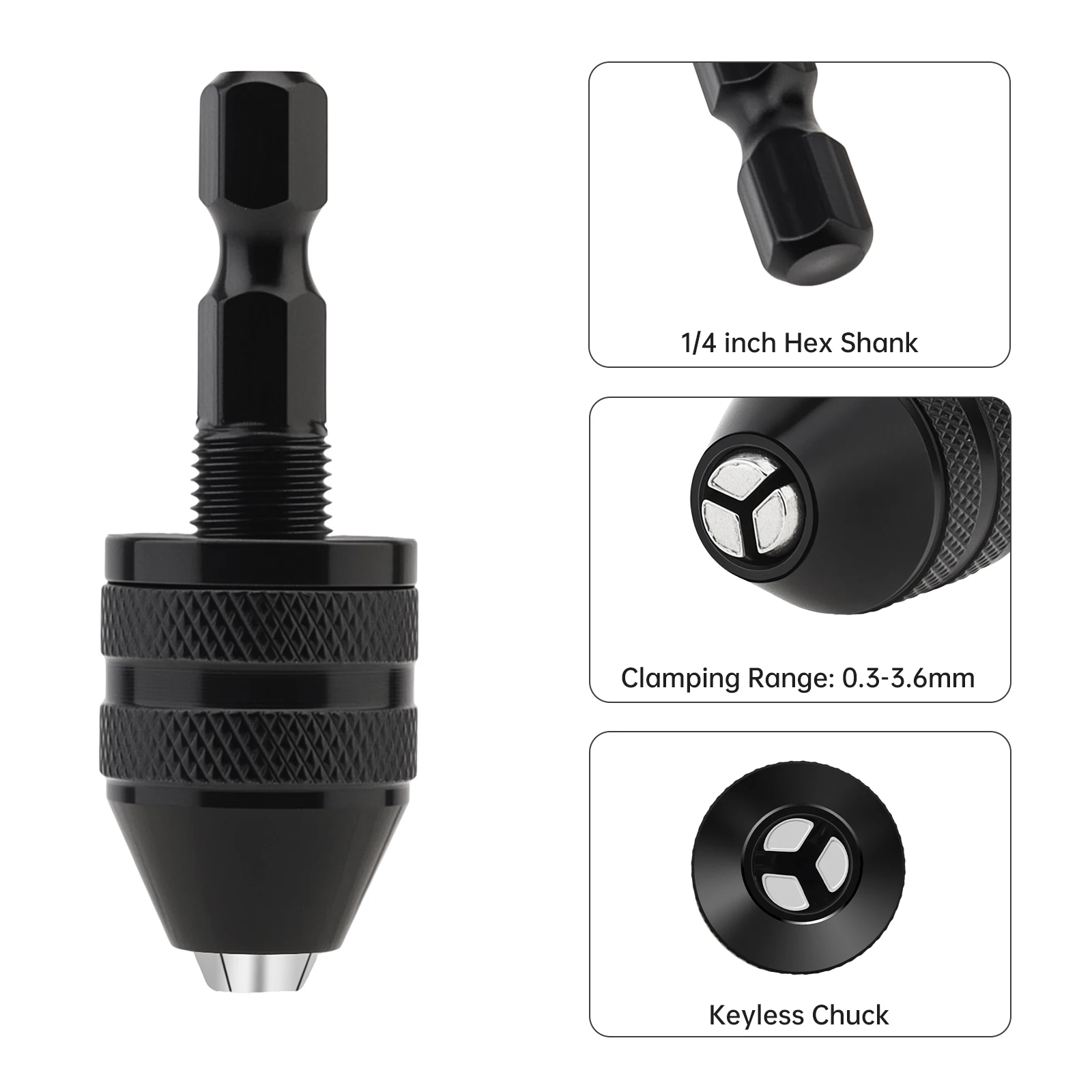 0.3-3.6 مللي متر صغير بدون مفتاح تشاك لقمة ثقب كهربائية كوليت محول التغيير السريع تمديد مفك الطبطبات محول الحفر تشاك