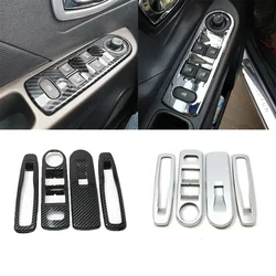 LHD For Renault Clio 4 IV 5 Captur 2013-2018 ABS Carbon Fiber Car Door Armrest Window Glass Lift Switch Button Panel Frame Cover