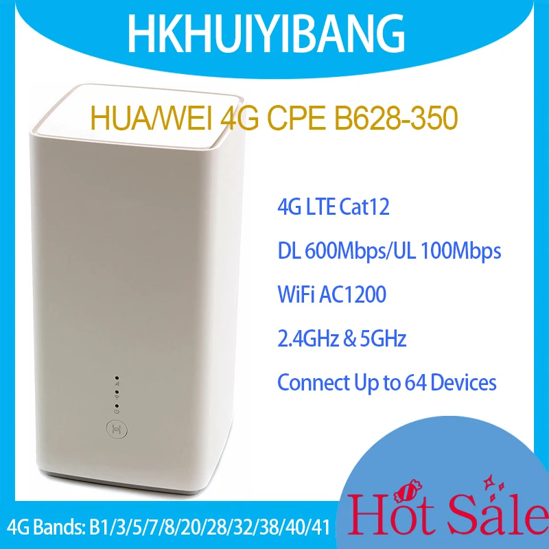 

HUA WEI 4G CPE B628-350 Двухдиапазонный слот для SIM-карты Гигабитный модем 4*4 MIMO 4G LTE CAT12 Беспроводной Wi-Fi маршрутизатор
