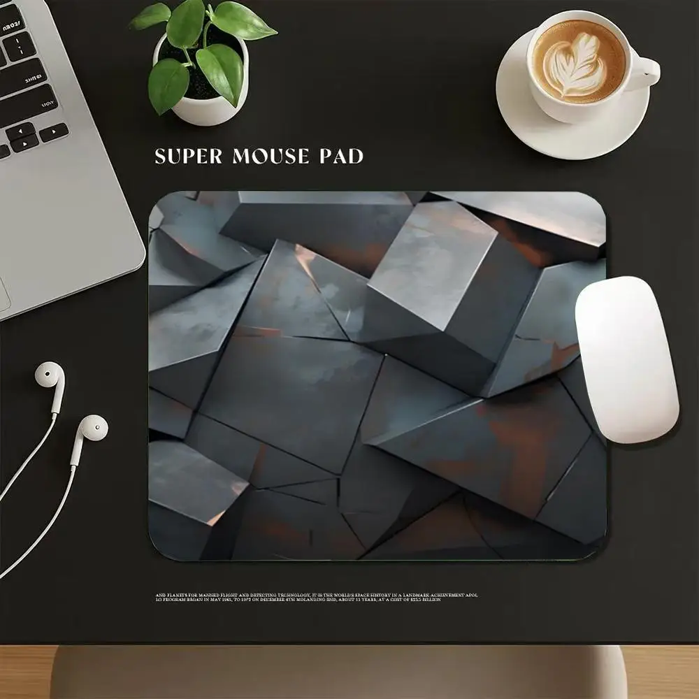Dark Metal Geometric Crack Block Mouse Pad Texture Square Mousemat Non Slip Rubber Base Gaming Mousepad Cool Gamer Desktop Decor