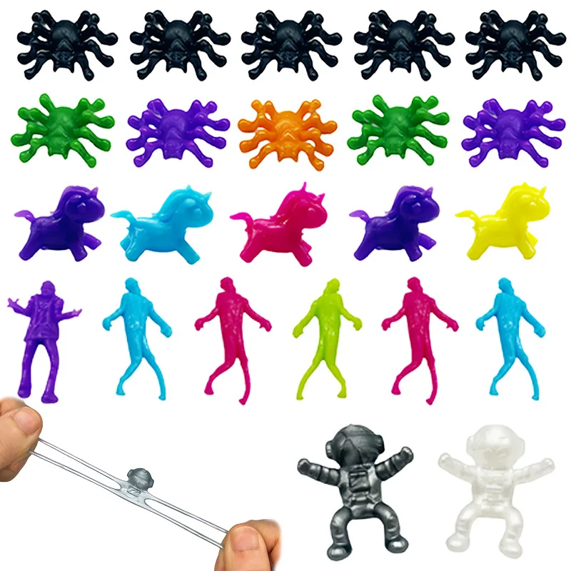 5/10/20pcs Creative TPR Wall Climbing Man Stress Relief Toy Spider Spaceman Unicorn Slow Rebound Sticky Release Toys