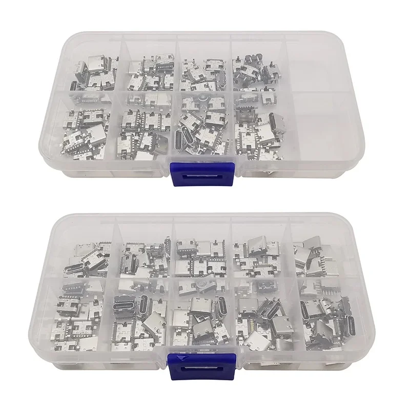 80/100Pcs Type C USB Charging Jack Welding Connectors 2Pin 6Pin 16Pin USB-C Socket For Mobile Phone PCB DIY Repair Kits