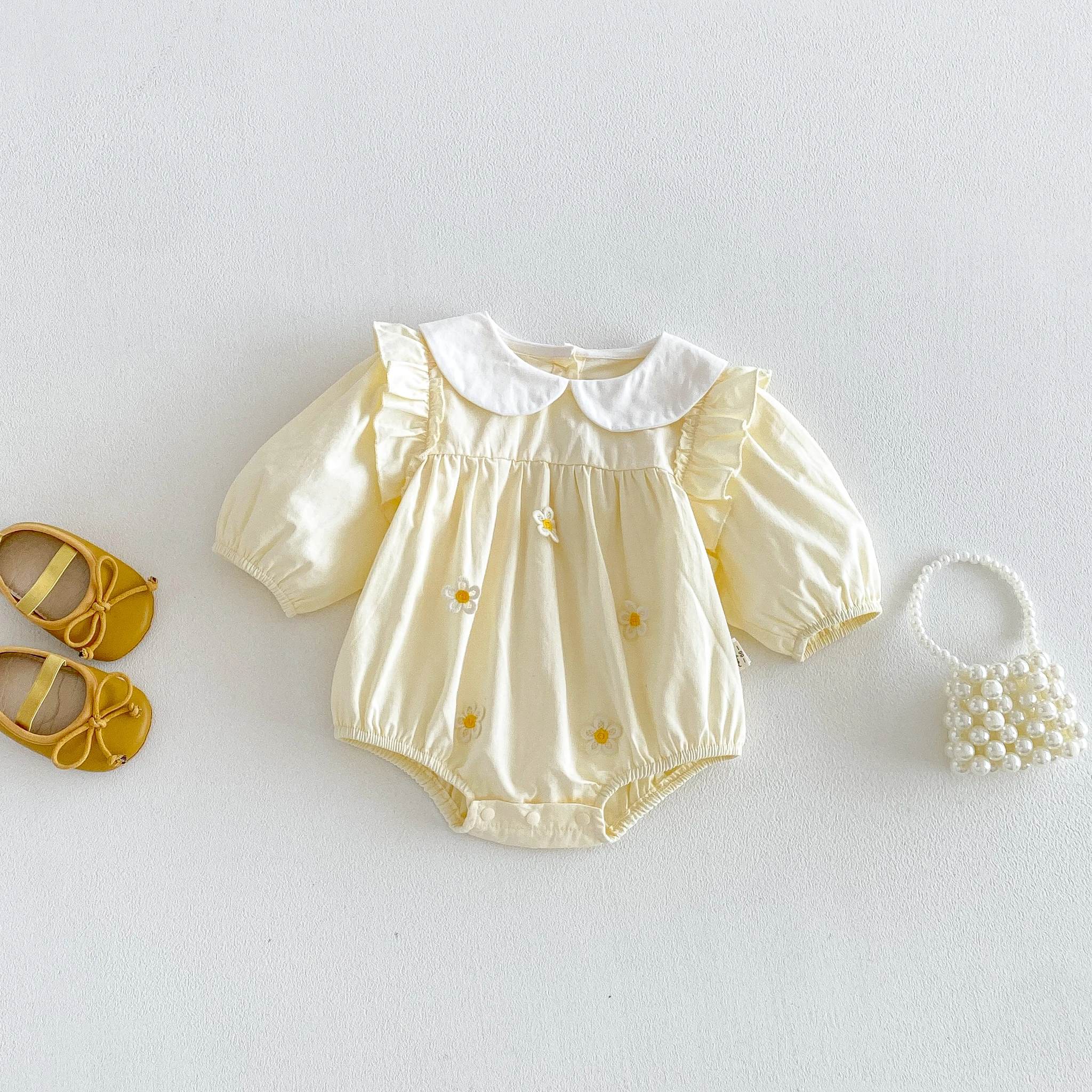 2026 Neues Herbst-Langarm-Dreieck-Krabbel-Outfit für Mädchen, Niedliches Einteiler-Kleid für Säuglinge – Detail 1
