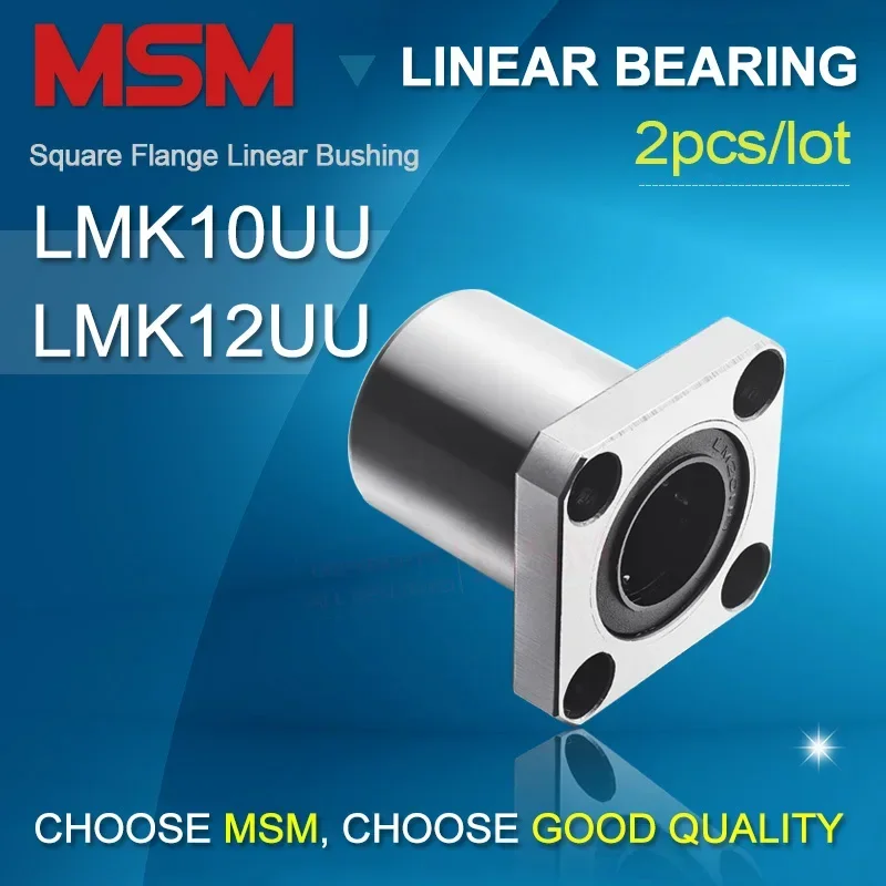 2pcs LMK10UU/LMK12UU Square Flange Linear Bearings SMK10GUU/LHFS10(dr10 D19 L29)SMK12GUU/LHFS12(dr12 D21 L30) Shaft Ball Bushing