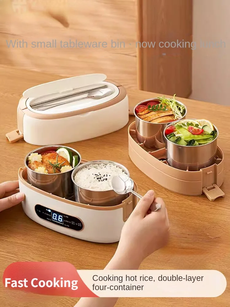 220V Electric Lunch Heating Box Home Portable Electric Rice Cooker Water Injection Heating Multi Cooker Cooking Machine