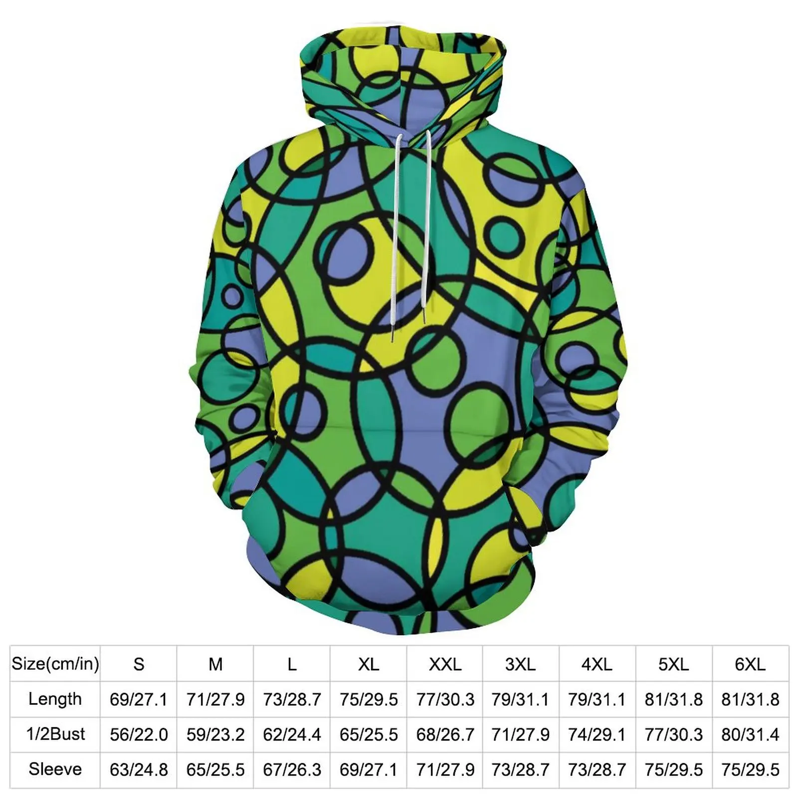 Abstract Circles Hoodies Long Sleeve Colorful Print Casual Hoodie Winter Street Fashion Oversize Design Loose Hooded Sweatshirts