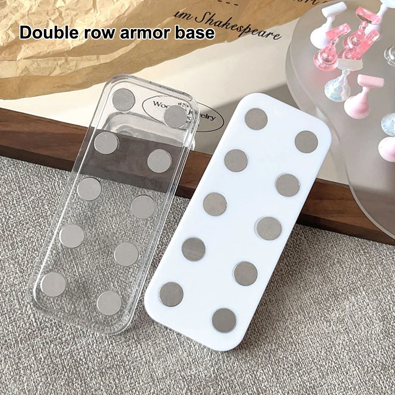 แท่นวางฝึกทำเล็บอะคริลิคแบบสองแถว พร้อมฐานแม่เหล็กโลหะ อุปกรณ์ทำเล็บ สำหรับร้านทำเล็บ