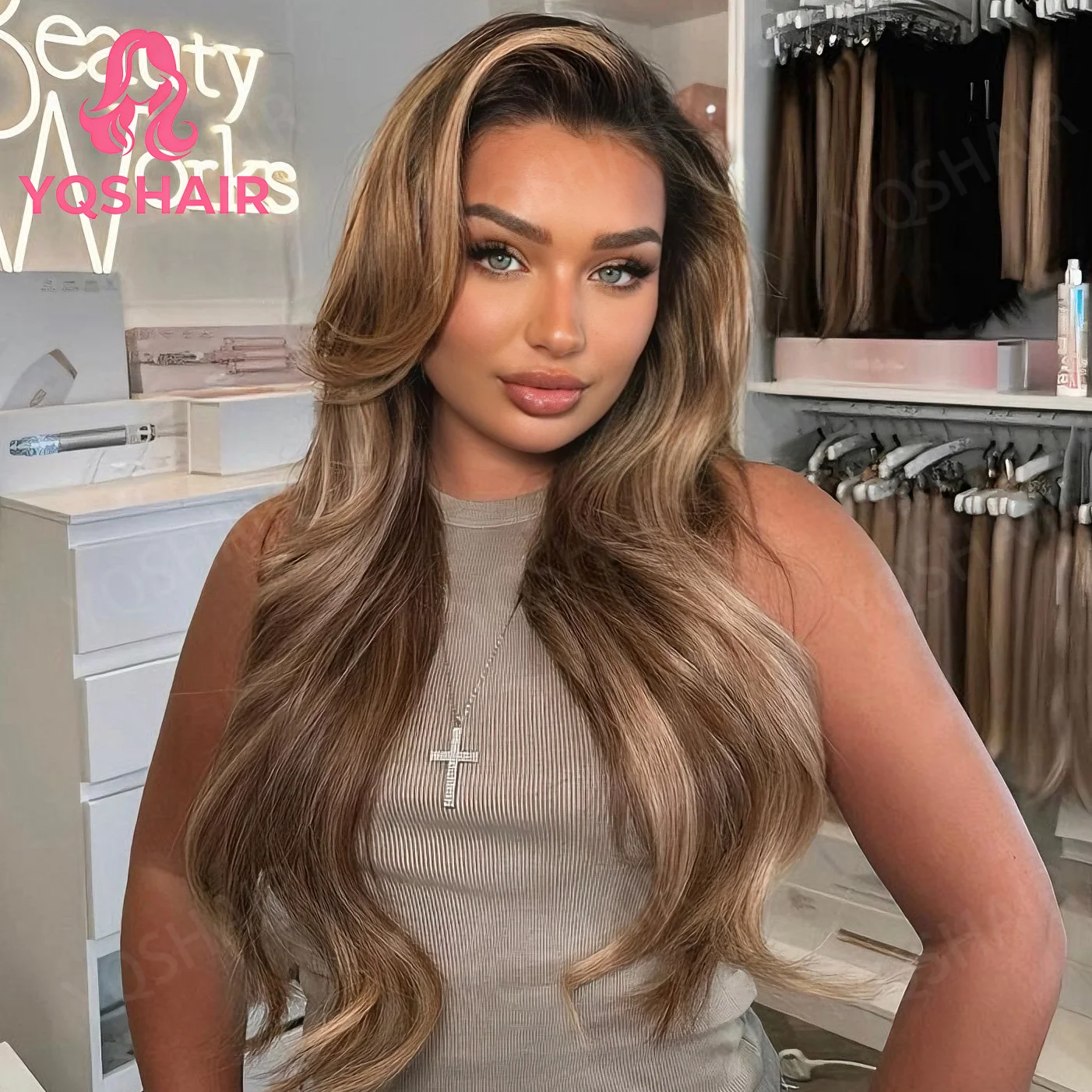 

Пепельно-русый мелированный парик из 100% человеческих волос, предварительно выщипанные человеческие волосы 13x4, парики спереди, с темными корнями, отбеленные узлы, плотность 180%