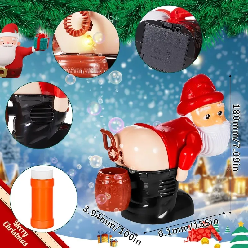 Natal automático gnomos bolha soprando máquina papai noel máquina de bolha engraçado claus peido brinquedo presente de natal para interior ao ar livre