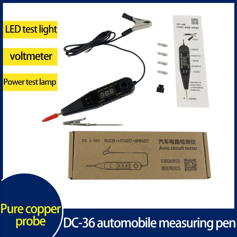 

DC 0-36V Auto Circuit Diagnostic ToolTester Vehicle Pulse Sensor Signal LED Light Testing Pen Probe Car Power Voltmeter LED